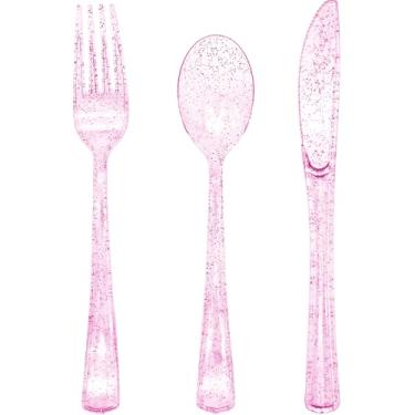 Imagem de Talheres de plástico roxo, descartáveis, 50 garfos, 50 facas, 50 colheres resistentes, perfeitos para aniversário, casamento, chá de bebê, piquenique