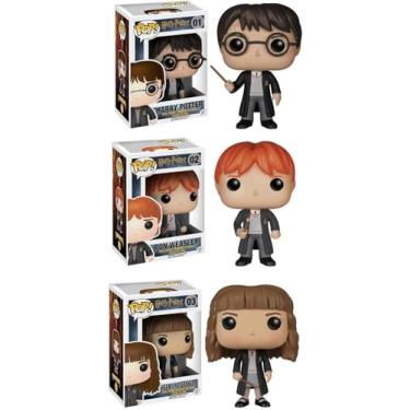 Imagem de Kit Boneco Pop Funko Harry Potter + Ron Weasley + Hermione Granger
