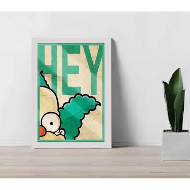 Imagem de Quadro Decorativo Palhaço Krusty Hey Moldura e Vidro 33x25