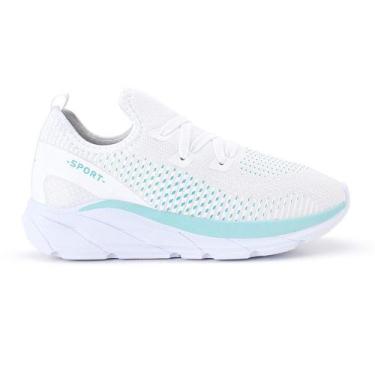 Imagem de Tenis Meia Feminino Esportivo Treino Academia Light Sport, Branco, Azu