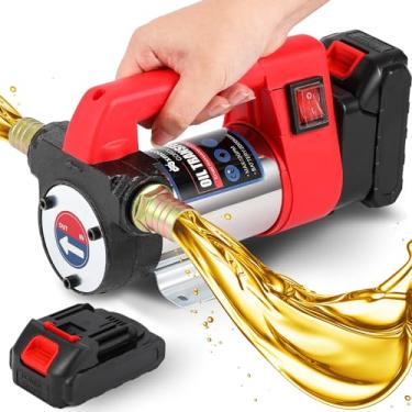 Imagem de Mxmoonant Bomba de transferência diesel sem fio de 12GPM, bomba elétrica de troca de óleo, bomba de transferência de combustível autoescorvante portátil, com duas baterias de lítio de 1500 mAH, para