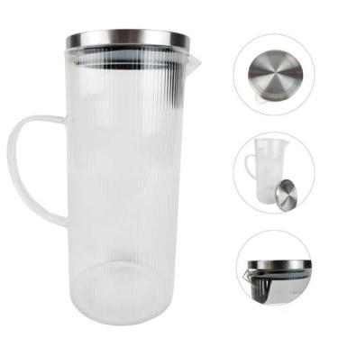 Imagem de Jarra Vidro Borossilicato Tampa Inox Servir Suco Água Chá 1,4L - M1