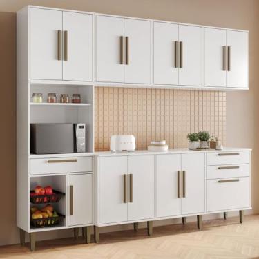 Imagem de Cozinha Completa Lorena 14 Portas 2 Gavetas com Fruteira Branco - Kaik