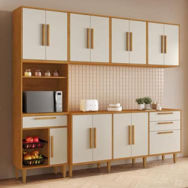 Imagem de Cozinha Completa Lorena 14 Portas 2 Gavetas com Fruteira Nature/Off Wh