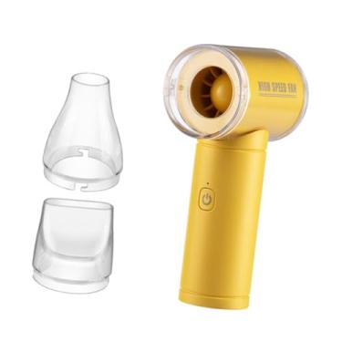 Imagem de Fenteer Ventilador de mão portátil 5 velocidades ajustável pequeno ventilador de mesa poderoso vento recarregável para acampamento pesca dormitório cozinha, Amarelo