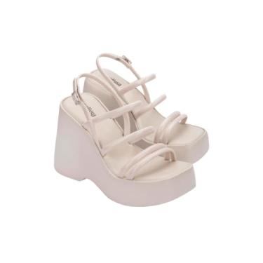 Imagem de Melissa Jessie Sandálias femininas plataforma plataforma, Bege, 38