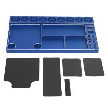 Imagem de RC Chave De Fenda Ferramenta Armazenamento Rack Prevenir Deslizamento Liga De Alumínio Magnético RC Soquete Parafusos Bandeja Organizador Ferramenta Titular para 1/8 1/10 1/12 RC (Azul)