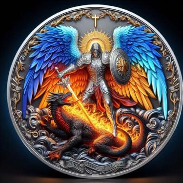 Imagem de The Archangel Michael Watches Over Us Challenge Coin - Psalm 91:10-11Protection Bible Verse Pocket Token Inspirational Religious Prayer Coins Christian Coin Gifts