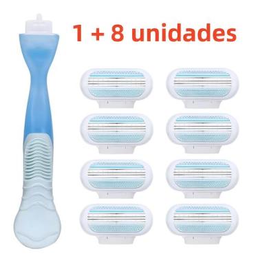 Imagem de Navalha De Segurança Feminina 1 Alça 8 Lâminas Para Rosto Pernas Braço