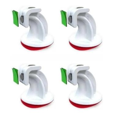 Imagem de Prendedor Fixador Trava Porta Magnético Adesivo Branco 4Un - Plasnatur