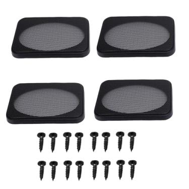 Imagem de Diyeeni Grels de Alto -falante de 4 Pacote, Capa de Protetor de Guarda de Chifre de Malha de Metal Com Parafusos de Montagem para áudio de Carro Em Casa, Design Elíptico, 6,38 X 4,41in
