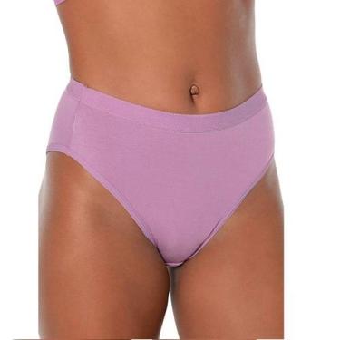 Imagem de Calcinha Cotton Plus Size Cintura Alta Lithos Demillus 56014, Lilás, X