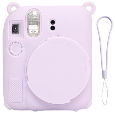 Imagem de SZHSYJY Capa protetora para câmera Instant Mini 12 compatível com Instax Mini 12, capa macia para câmera Mini 12, capa de borracha para câmera com capa de lente removível, inclui uma alça de pulso