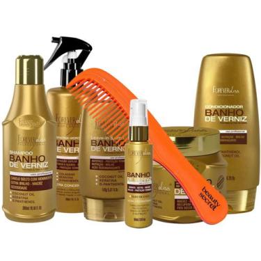 Imagem de kit Forever Liss Banho De Verniz Pente Laranja Beauty Secret