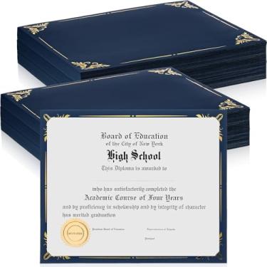 Imagem de Fainne 250 peças porta-certificado azul marinho borda folha 21 x 28 centímetros capa de certificados de prêmio de um lado para cartolina tamanho carta papel documento diploma formatura casamento
