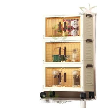 Imagem de Caixa organizadora armario armazenamento dobrável empilhavel com porta rodinhas multiuso(40cm(3transparent brown))