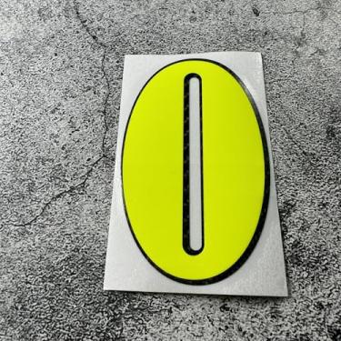 Imagem de Horayten Adesivos de número de corrida locomotiva fita de capacete de motor estilo de carro adesivos cortados fibra de carbono amarelo fluorescente (0, altura 10 cm)