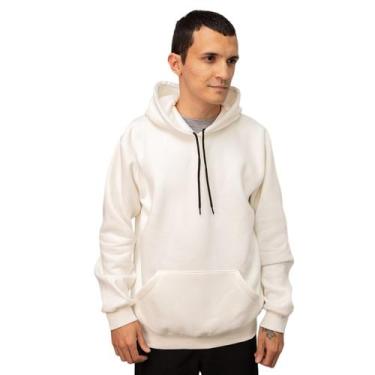 Imagem de Casaco moletom canguru e capuz liso off white - USMARK, Off white, GG