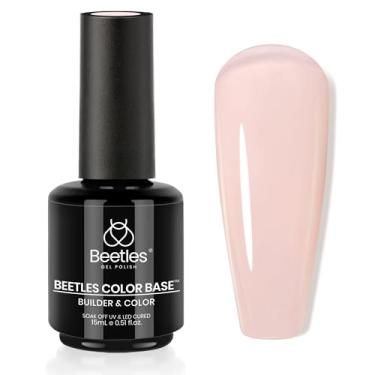 Imagem de Beetles Gel de unhas construtor de base de borracha: esmalte de gel base de cor nude natural rosa acastanhado para engrossamento de unhas, escultura de extensão de fortalecimento de unhas