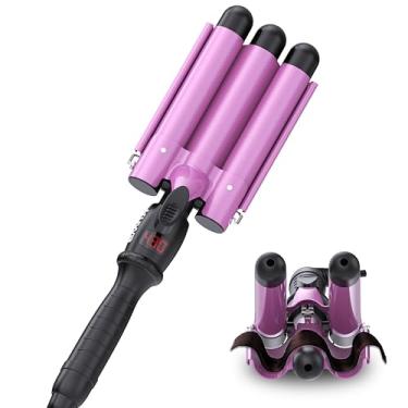 Imagem de kuwa Modelador de cachos de 3 barris, ferramenta de crimpagem, crimpador de cabelo para mulheres, ferramenta Waverhair, ondulador de cabelo com visor de temperatura LCD