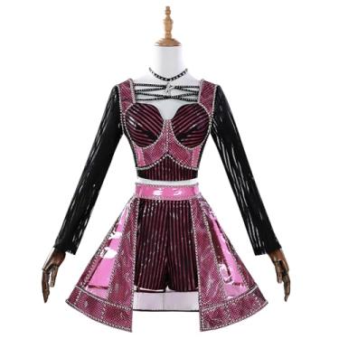 Imagem de UPUPCOS Fantasia feminina de cosplay verde para apresentações de palco, festa de Halloween, rosa, X-Large