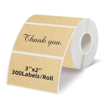 Imagem de Starboling Etiquetas térmicas de 7,6 cm x 5 cm, adesivo autoadesivo retangular para impressora térmica, para preço, código de barras, correspondência, nome (Kraft)