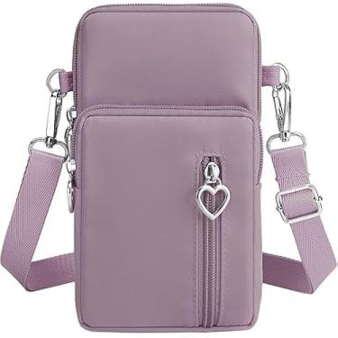 Imagem de Kkauuope Bolsa tiracolo pequena para mulheres, bolsa de ombro de nylon durável de grande capacidade com entrada embutida para fone de ouvido, Rosa empoeirado