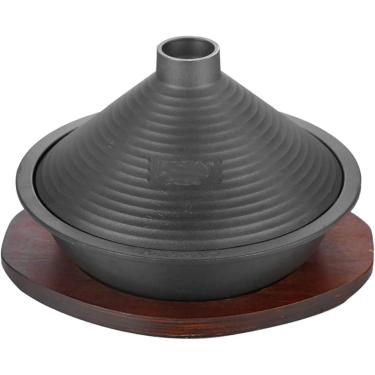 Imagem de Panela De Tagine Marroquina De Ferro Fundido Com Bandeja, Antiaderente Tagine Com Tampa Cônica Compatível Com Indução Fogão A Gás Essencial Para Cozinha