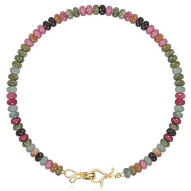 Imagem de Colar de pedras preciosas, gargantilha com contas, para mulheres, melhores amigas, presentes de aniversário para adolescentes, coisas modernas, meias de Natal para ela, laço de ouro 14K, joia de pedra