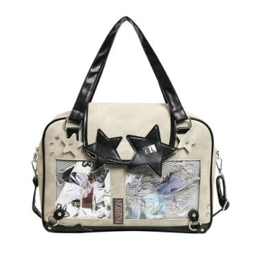 Imagem de Ita Bag Cute Kawaii Star Bolsa tiracolo de grande capacidade para mulheres, leve e elegante, Off-white