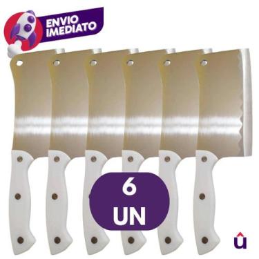 Imagem de Kit Cutelo Machadinha Inox 6 Polegada Profissional Chef Facão Cozinha 