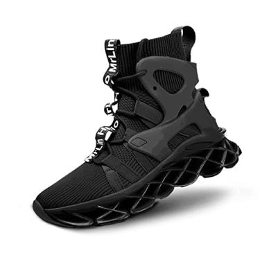 Imagem de Hello MrLin Tênis de corrida feminino, confortável, moderno, antiderrapante, para caminhada, academia, tênis, esportivo, hip hop, Preto 2, 34