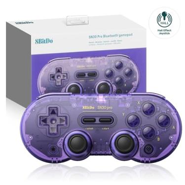 Imagem de 8Bitdo SN30 Pro Switch Wireless Bluetooth Game Controller Gamepad (Hall Effect Joystick Update) for Switch Steam Mac PC Android Windows MacOS (Purple)