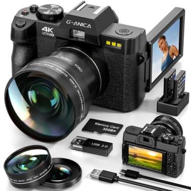 Imagem de Câmera digital G-Anica 4K 48MP com foco automático e preto anti-vibraç