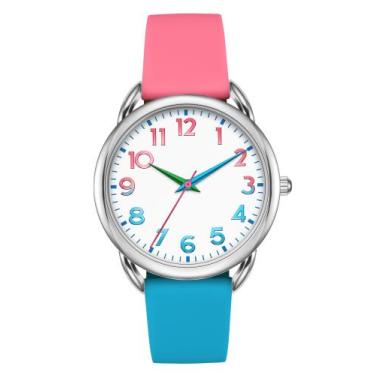 Imagem de Estojo feminino Watch Bisley com pulseira de silicone rosa/azul, 38 mm