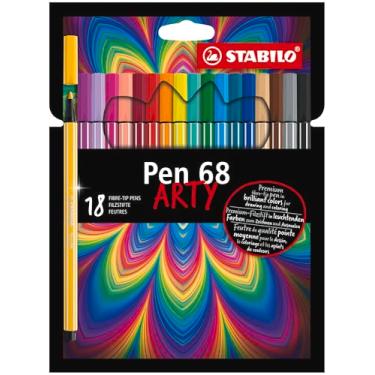 Imagem de STABILO Caneta de ponta de fibra premium 68 - ARTY - Pacote com 18 - cores sortidas