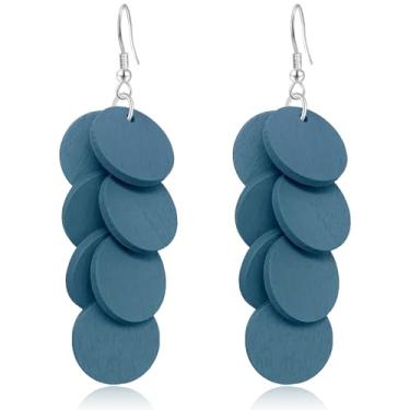 Imagem de WIKMAB Brincos de madeira boêmia, geometria, redonda, leves, pendentes, pendentes de madeira natural, círculo, franja, gancho, brincos, small item, Madeira, Sem pedra preciosa