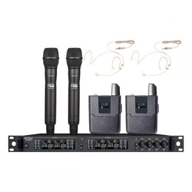 Imagem de AMW BM7000 Microfone sem Fio 4 Canais UHF Digital de Mão + Auricular