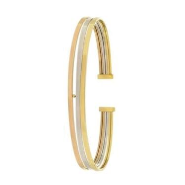 Imagem de Pulseira De Ouro 18k Feminina Bracelete Tricolor - DR Joias