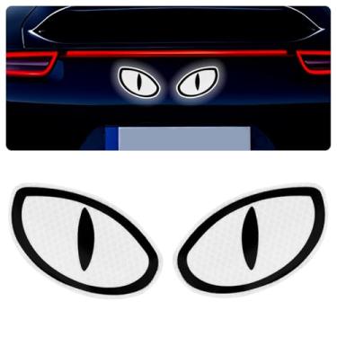 Imagem de Hovom 2 peças de adesivos refletivos de carro, adesivo de aviso automático de olhos fofos, adesivos de capacete de motocicleta, decalque refletivo de alta visibilidade para segurança noturna