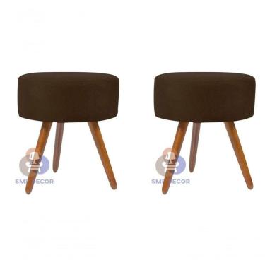 Imagem de Kit 02 Puff Redondo Pés Palito marrom