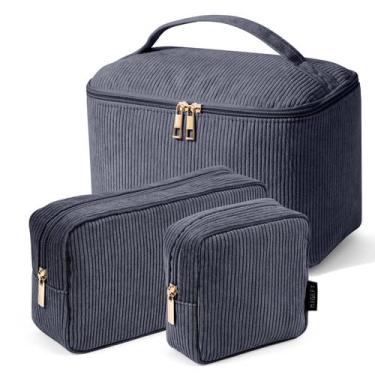 Imagem de Bolsa de maquiagem MAGEFY Bolsa de cosméticos de veludo cotelê com alç