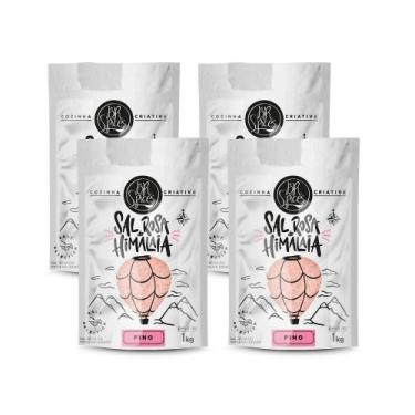 Imagem de Kit 4 Sal Rosa Do Himalaia Iodado Fino BR Spices Pouch 1KG
