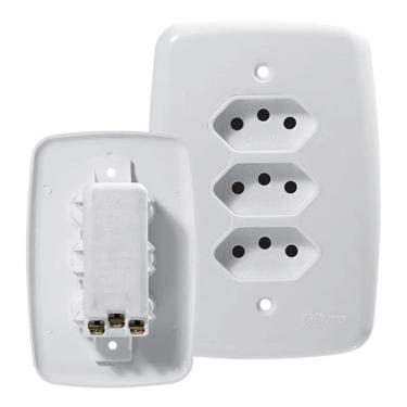 Imagem de 2X Tomada Tripla 10A Monobloco Linha Fácil Ideale Pluzie Cor