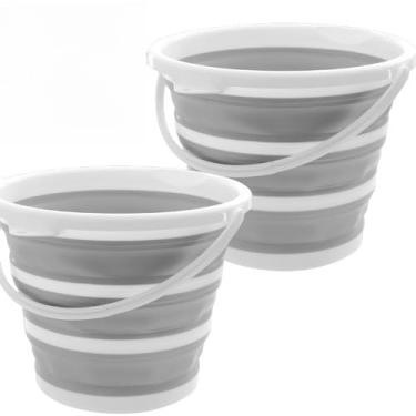 Imagem de Balde Dobrável Retrátil Flexível De Silicone 10 Litros Cor Cinza Com Alça(2)