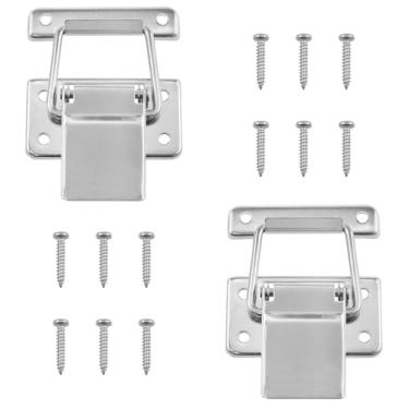 Imagem de AYLIFU Trava de armário com trava de mola e trava de armário prata 70 × 52,5 mm/2,75 × 2,7 cm para caixas de fivela de aço inoxidável fechaduras de porta isoladas caixas de ferramentas e malas 2 peças