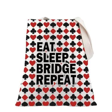 Imagem de PLITI Bridge Card Game Gift Poker Lover Gift Gambler Gifts Eat Sleep Bridge Repeat Tote Bag For Bridge Player (Sleep Bridge TG)