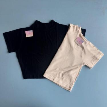 Imagem de Kit 2 Cropped Feminino Gola Alta Manga Curta - MARISLOIRO, Branco, M