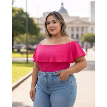 Imagem de Blusa Feminina Plus Size Babado Ciganinha Malha Festa Noite Balada - I