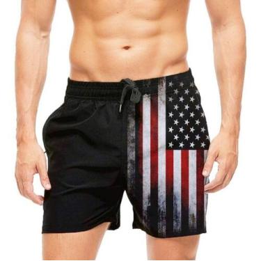 Imagem de Short Praia Shorts Banho Mauricinho Bandeira E.u.a 297 - smoke, Preto,